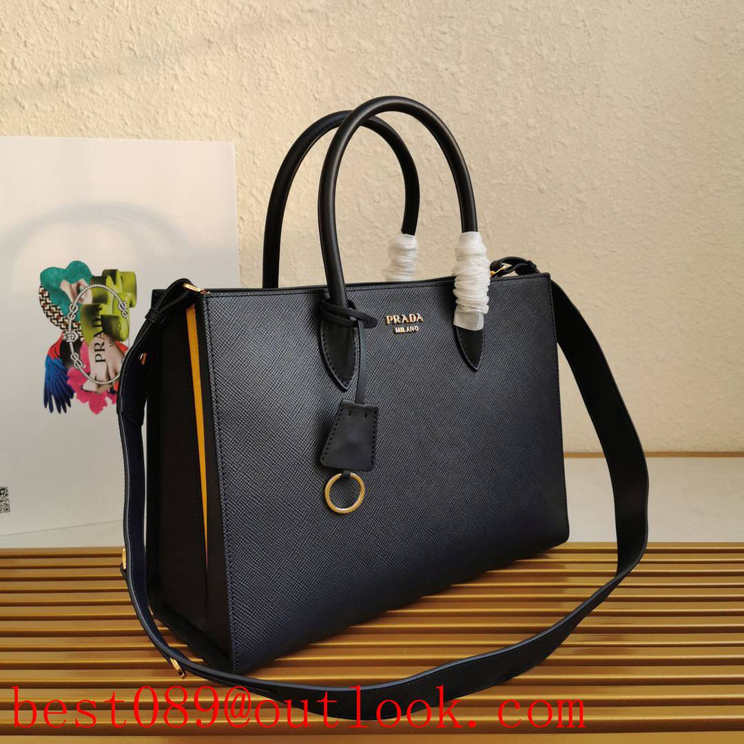 Prada Saffiano Leather black large tote shoulder handbag 3A copy