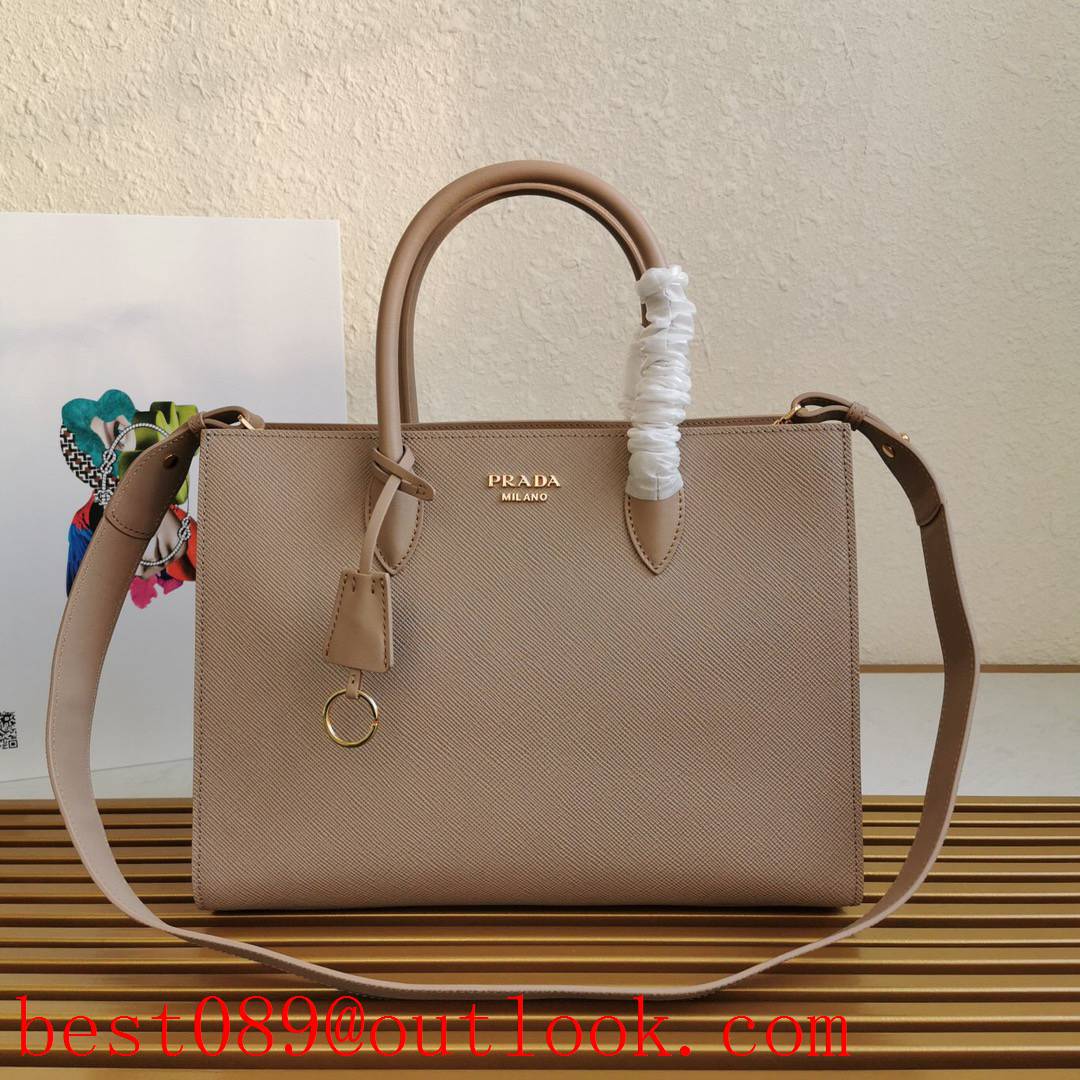 Prada camel Leather tote shoulder large Saffiano handbag 3A copy