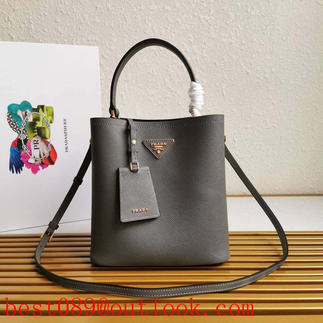 Prada medium tote handbag shoulder lady dark grey bag 3A copy
