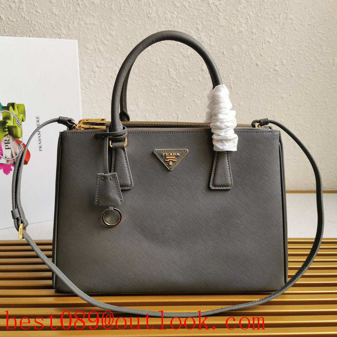 Prada Super hit killer bag darkgrey Saffiano leather Double handles Detachable adjustable shoulder strap Zip pocket handbag 3A c