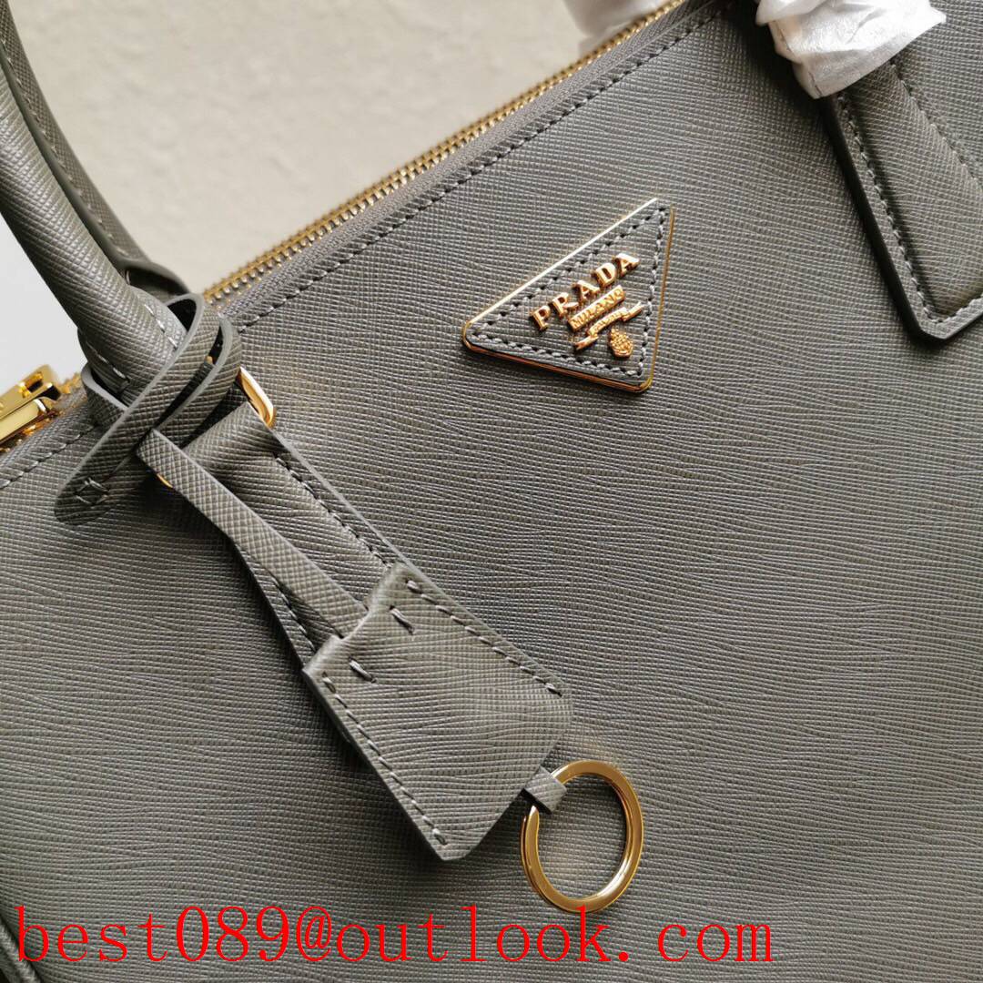 Prada Super hit killer bag darkgrey Saffiano leather Double handles Detachable adjustable shoulder strap Zip pocket handbag 3A c