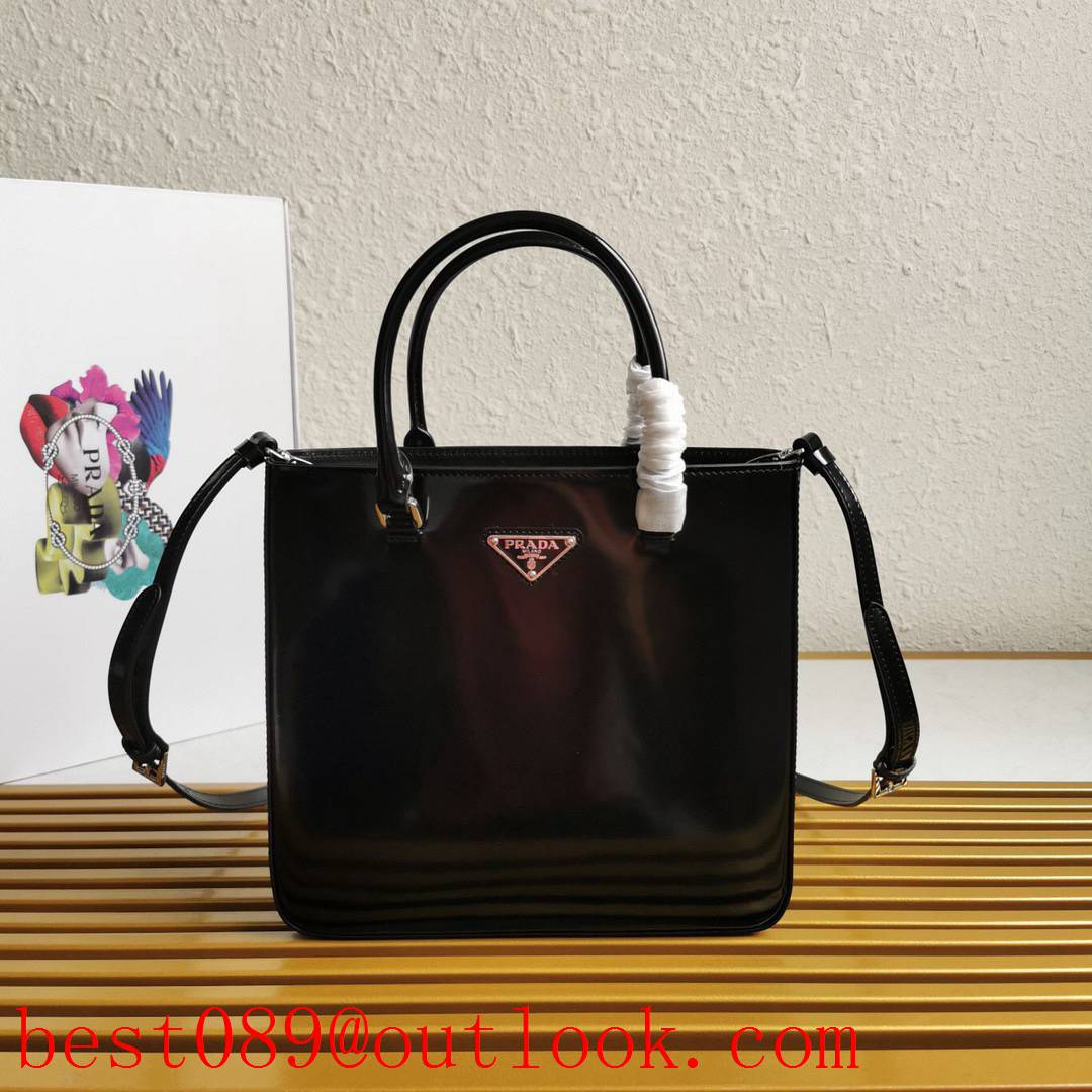 Prada black medium shoulder tote leather handbag 3A copy