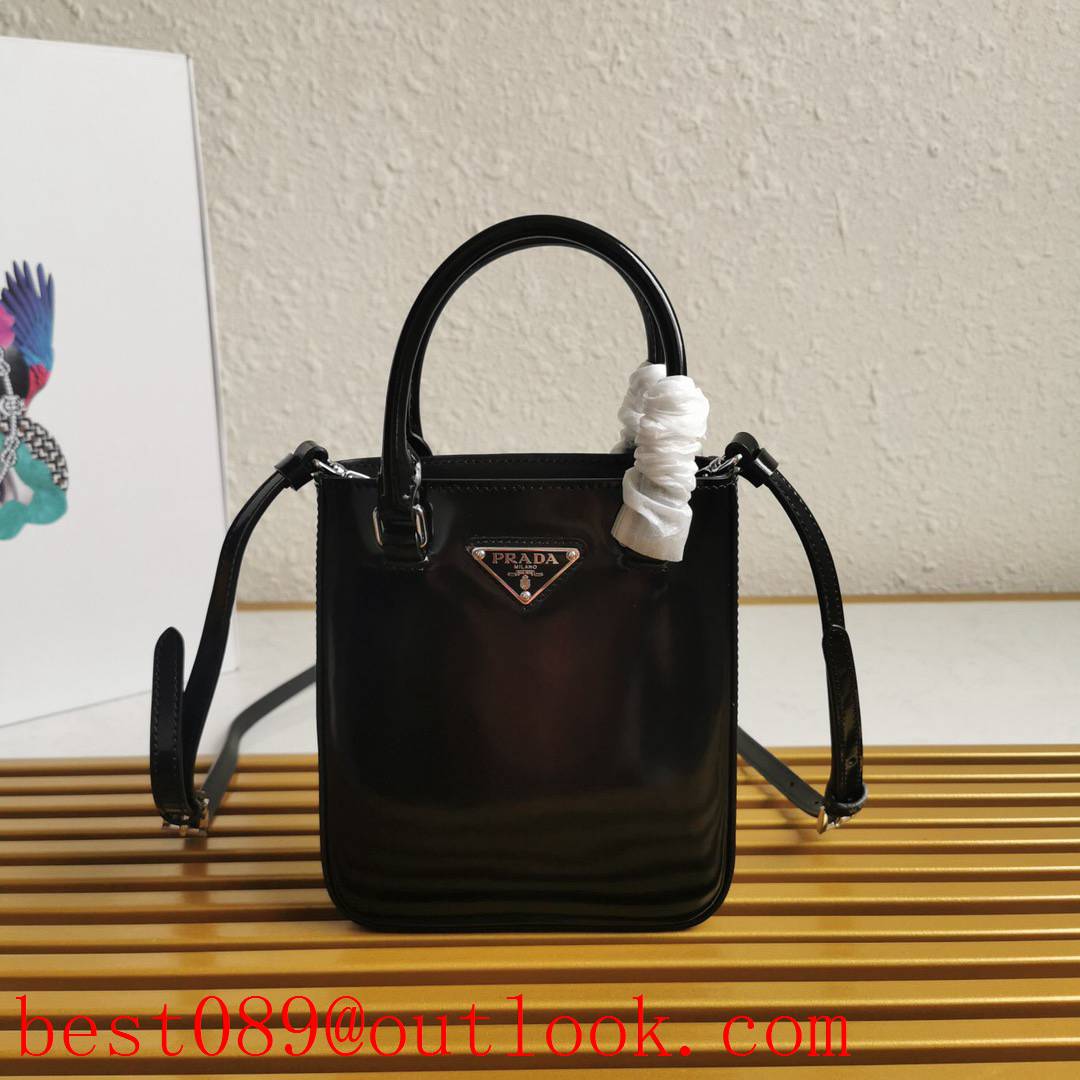 Prada black soft bucket shoulder handbag leather sheepskin bag 3A copy