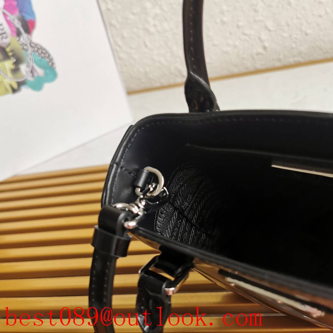 Prada black soft bucket shoulder handbag leather sheepskin bag 3A copy