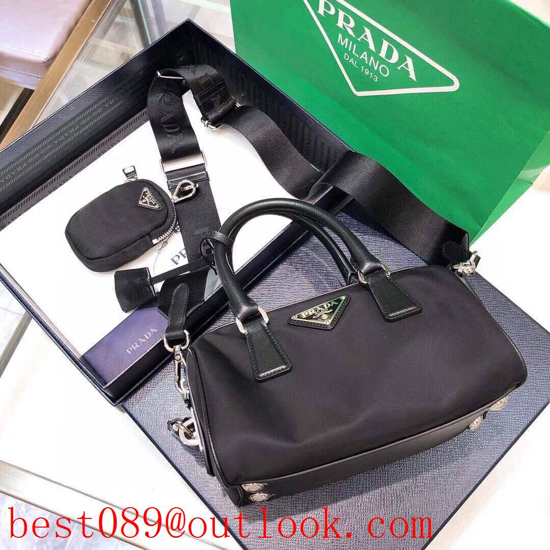 Prada black lady waterproof handbag shoulder leather bag 3A copy