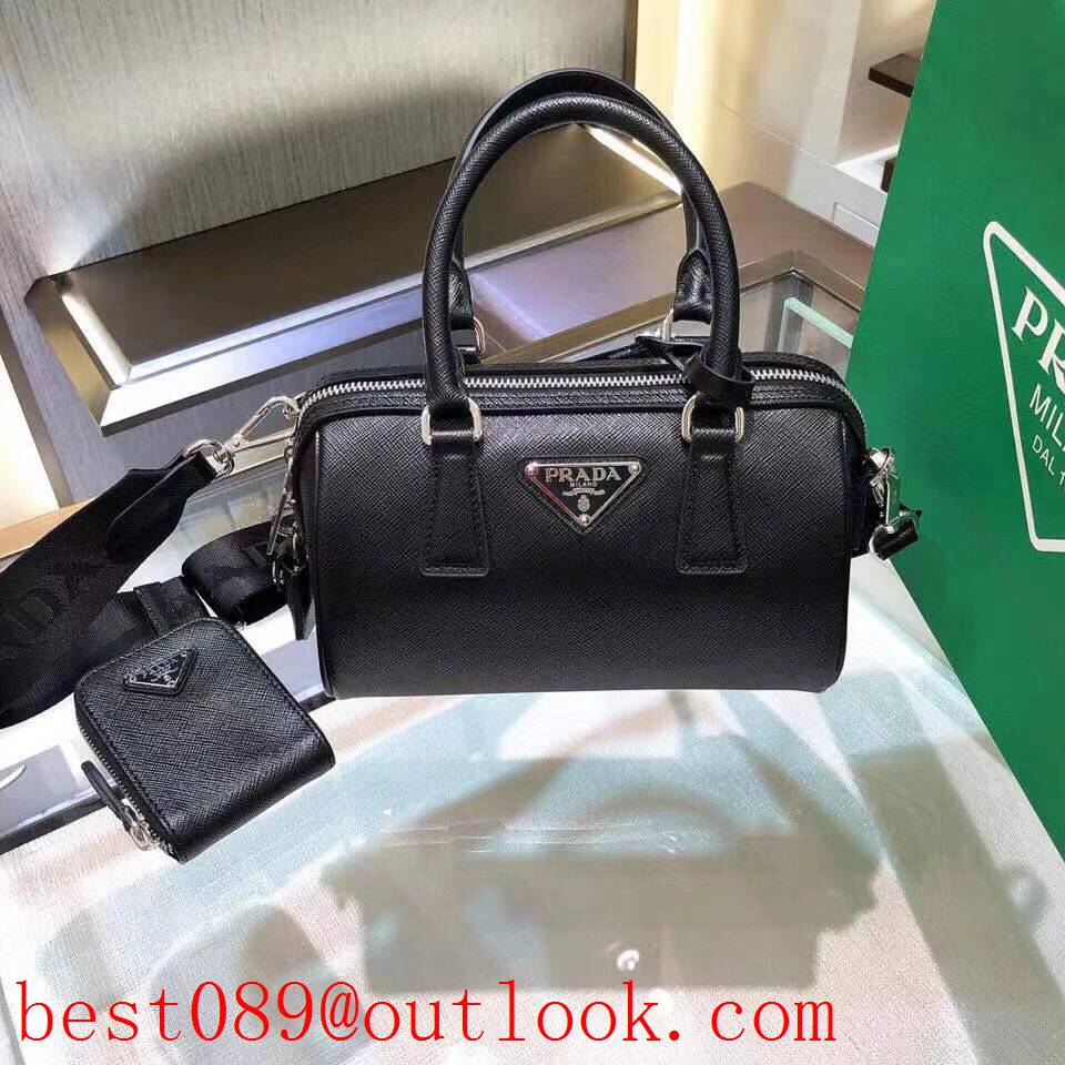 Prada black medium handbag grey tote shoulder waterproof lady bag 3A copy