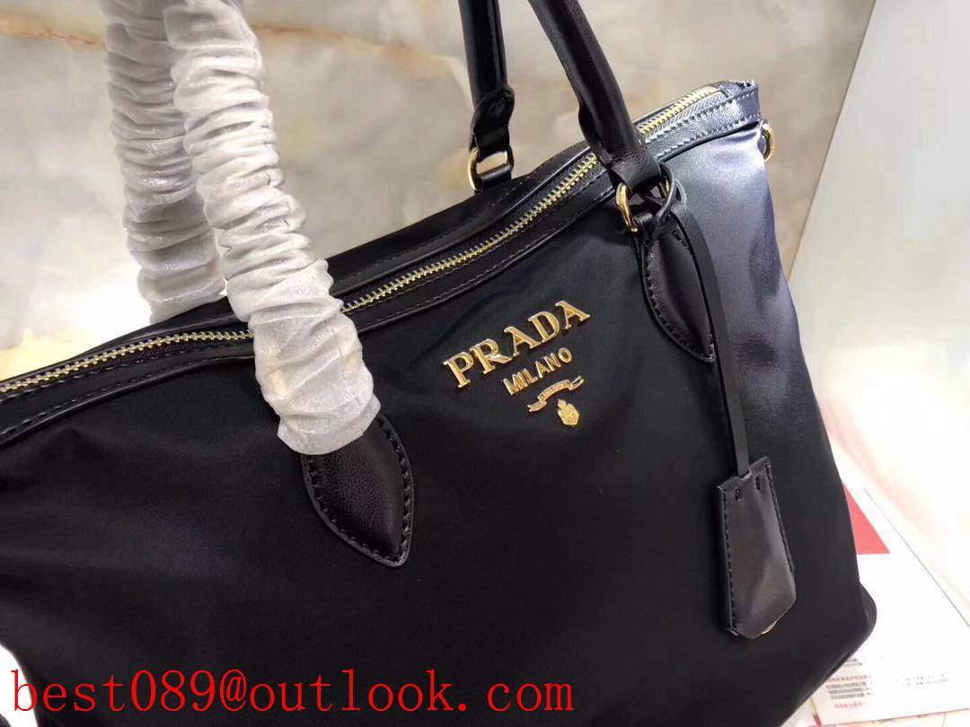 Prada nylon black with leather tote big space shoulder shopping bag 3A copy