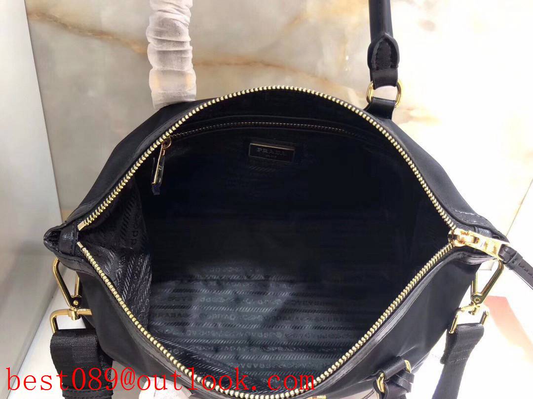 Prada nylon black with leather tote big space shoulder shopping bag 3A copy