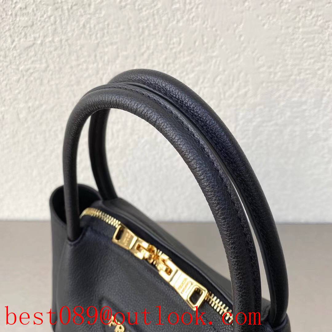 Prada black medium tote shoulder handbag leather lady bag 3A copy