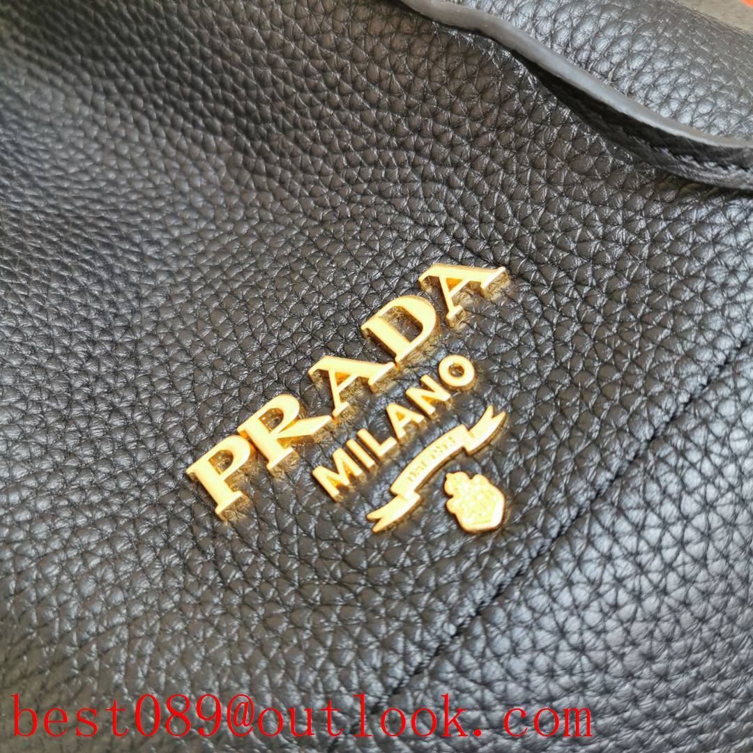 Prada black calfskin Leather handles Detachable and adjustable multicoloured fabric shoulder straps lady bag 3A copy