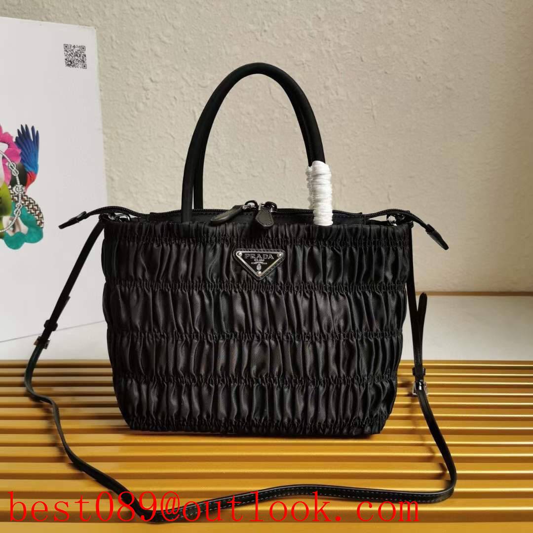 Prada shoulder shopping nylon bag black medium classic wrinkle elements handbag 3A copy