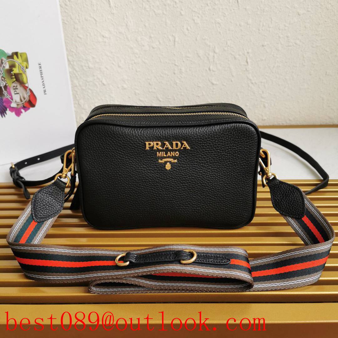Prada Imported pebbled calfskin soft two black shoulder straps Belt shoulder bag 3A copy