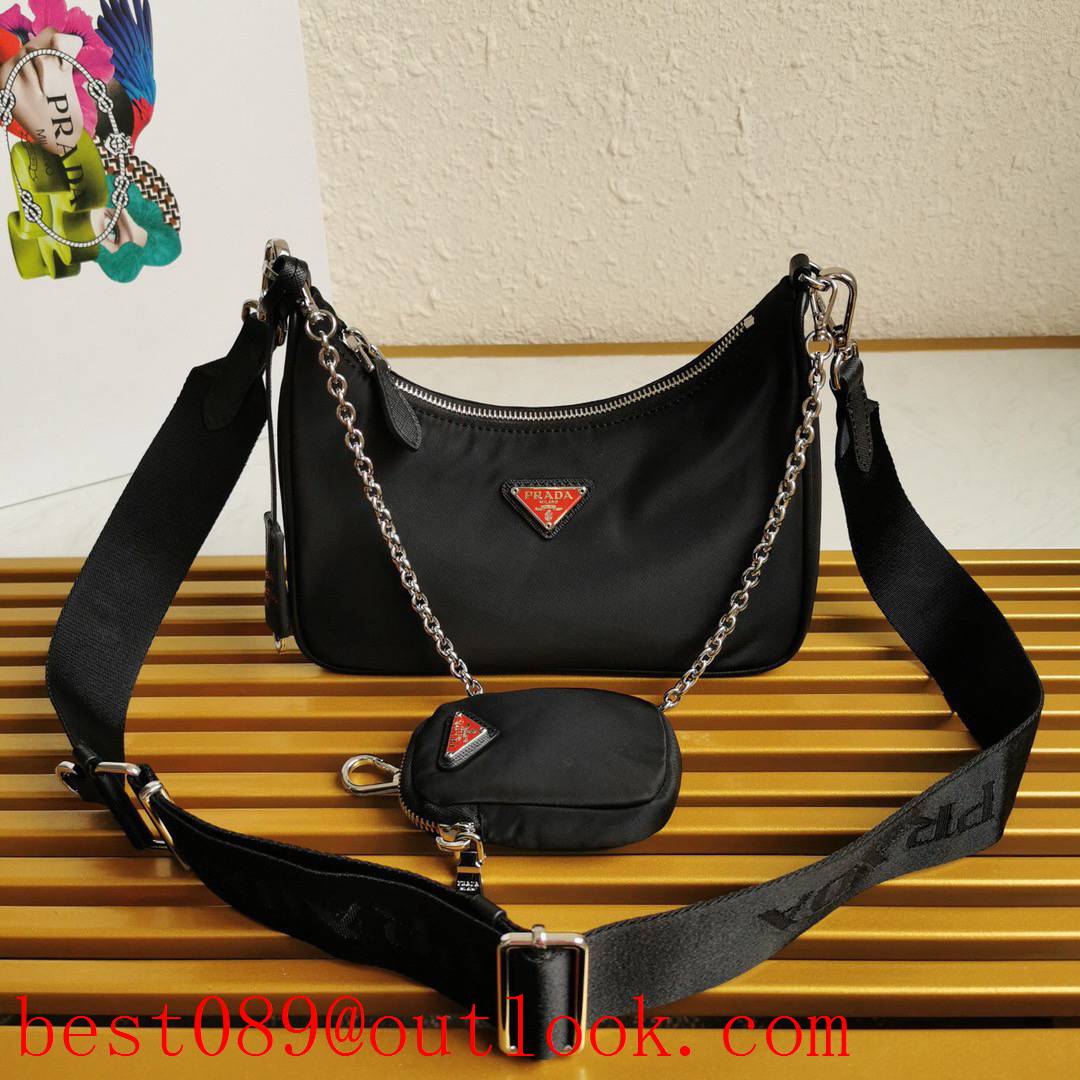 Prada black medium chain shoulder crossbody handbag 3A copy