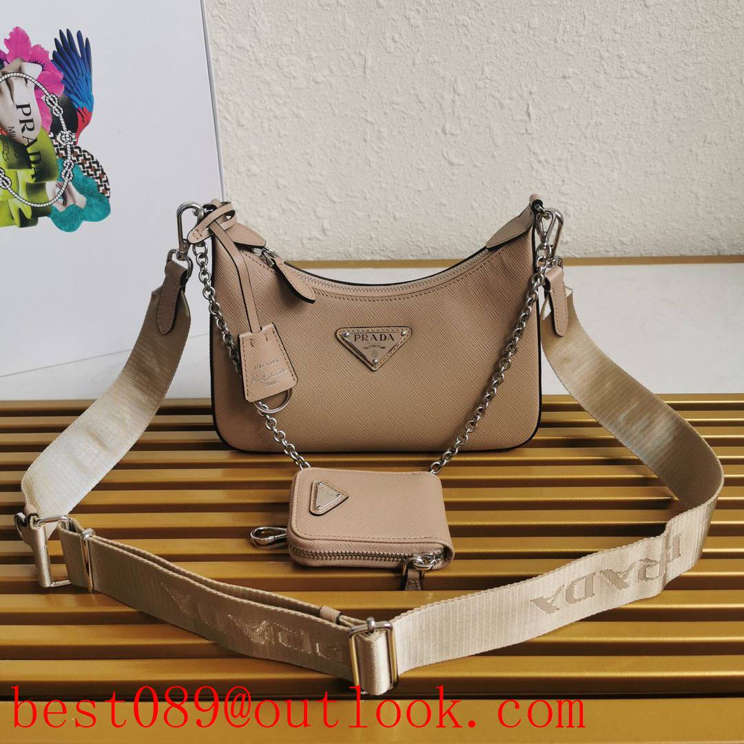 Prada hobo camel medium leather shoulder chain crossbody lady bag 3A copy