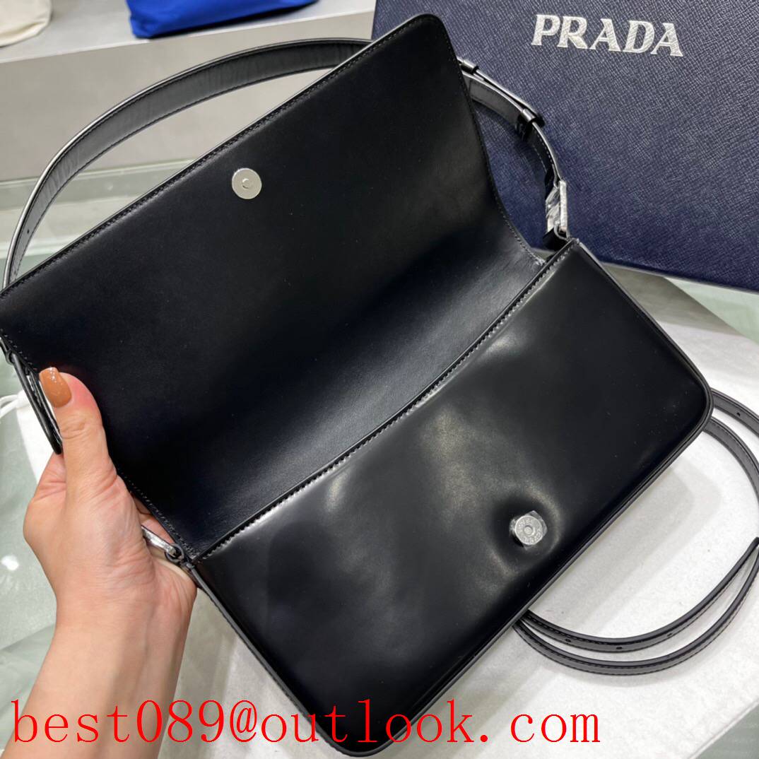 Prada black medium shopping leather underarm shoulder lady bag 3A copy