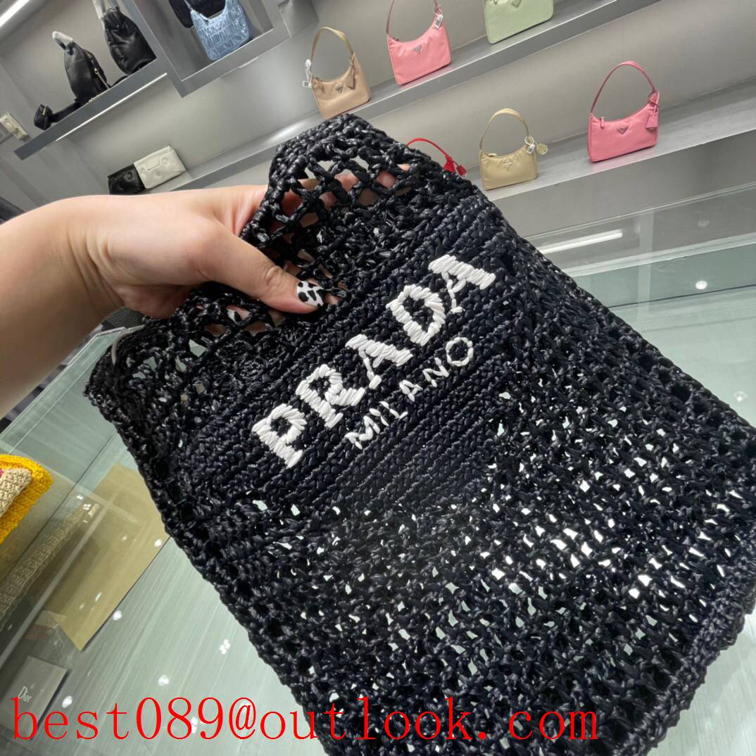 Prada large imported grass raffia purely raffia outing chic weave tote bag 3A copy