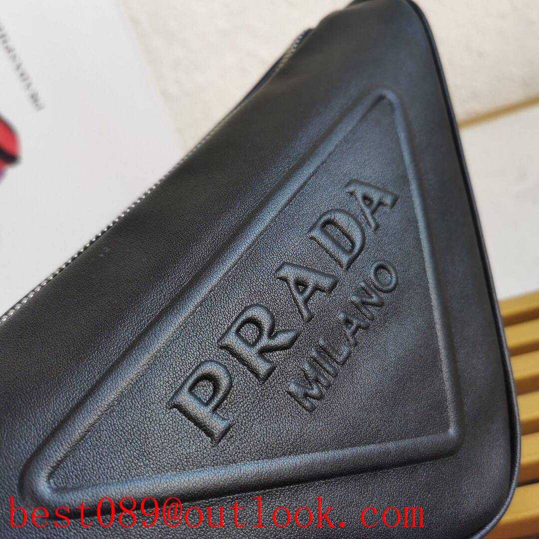 Prada medium black shoulder leather triangle bag 3A copy