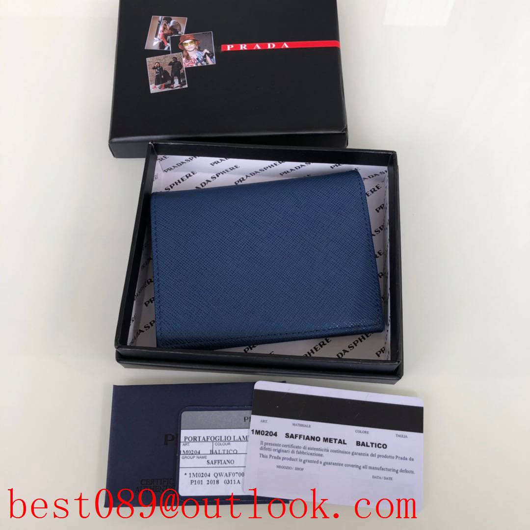 prada women 2 fold wallet blue 1M0204 3A copy