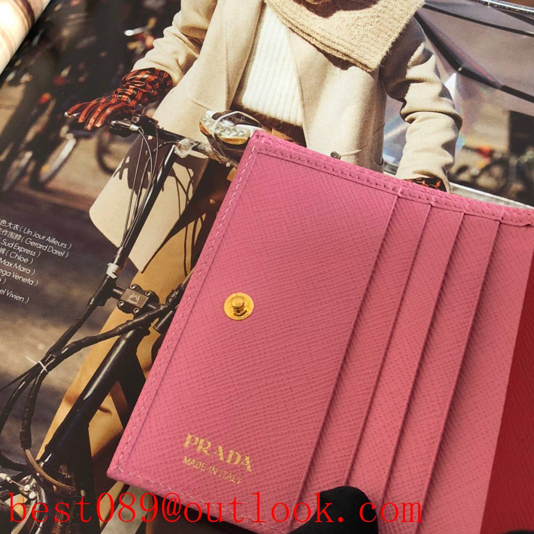 prada pink 2 fold wallet 1MV204 3A copy
