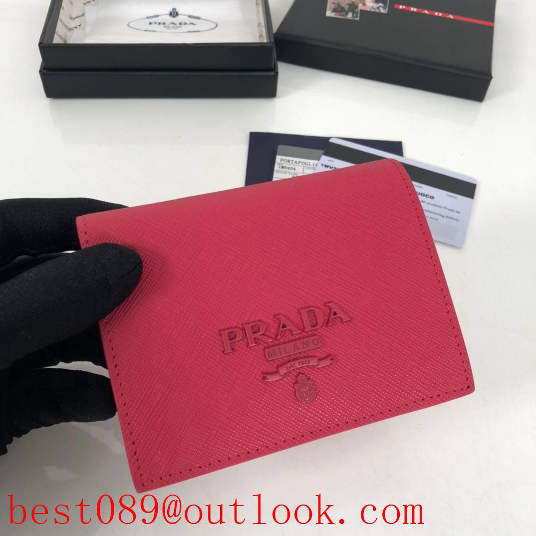 prada rose red 2 fold wallet 1MV204 3A copy