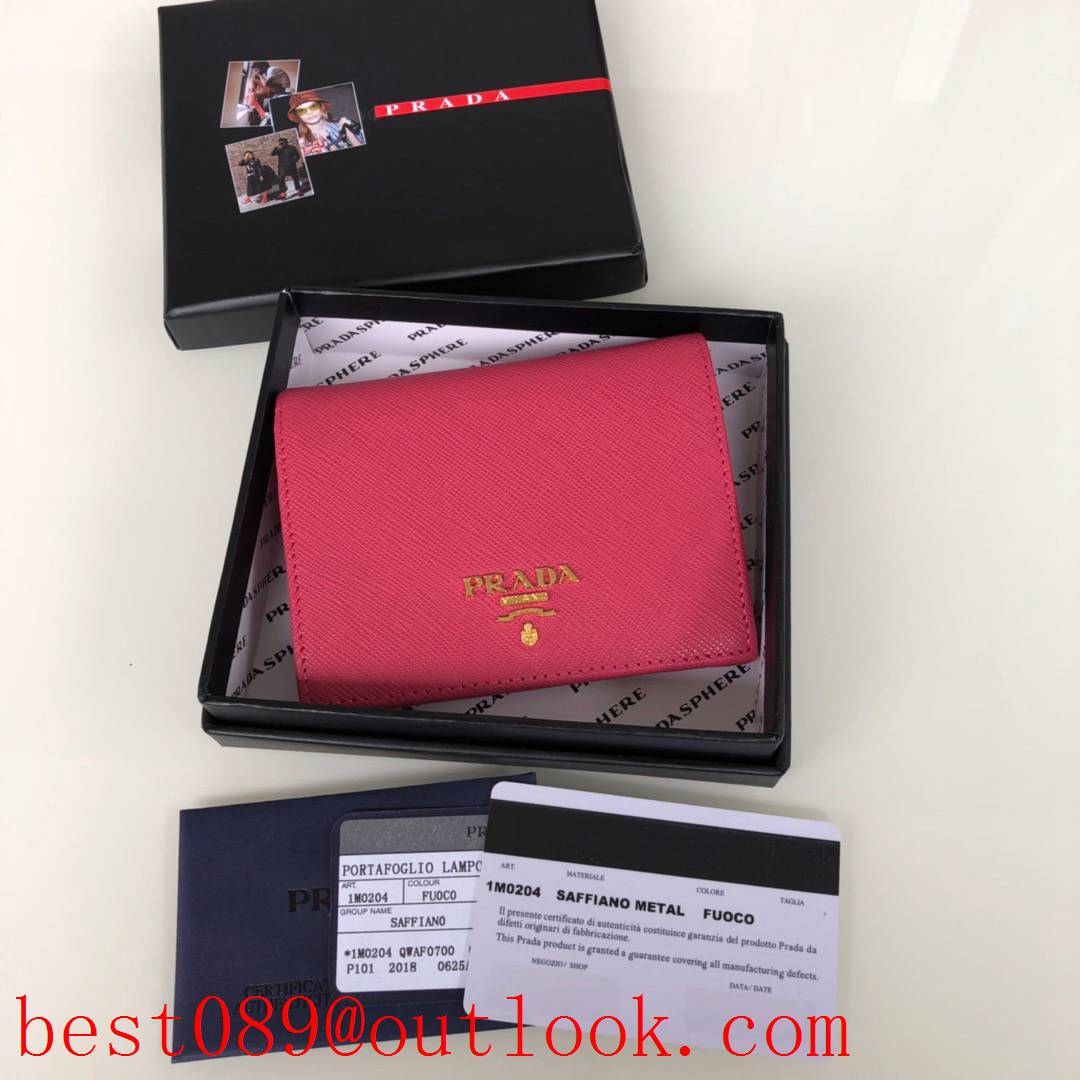 prada rose red 2 fold wallet 1M0204 3A copy