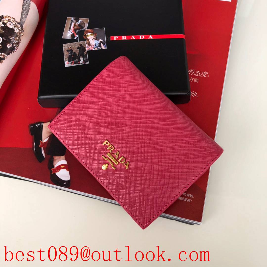 prada rose red 2 fold wallet 1M0204 3A copy