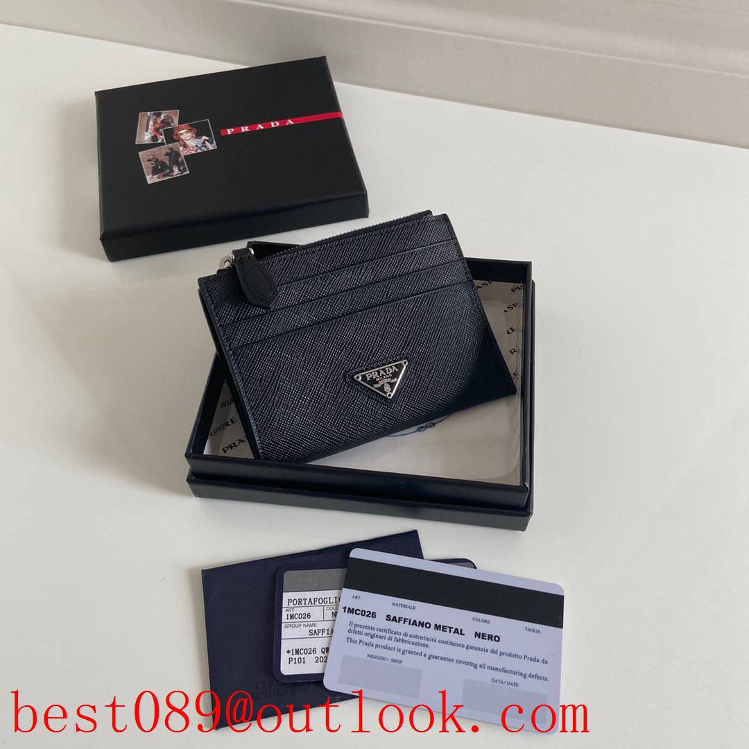 prada card wallet black with silver 1MC026 3A copy