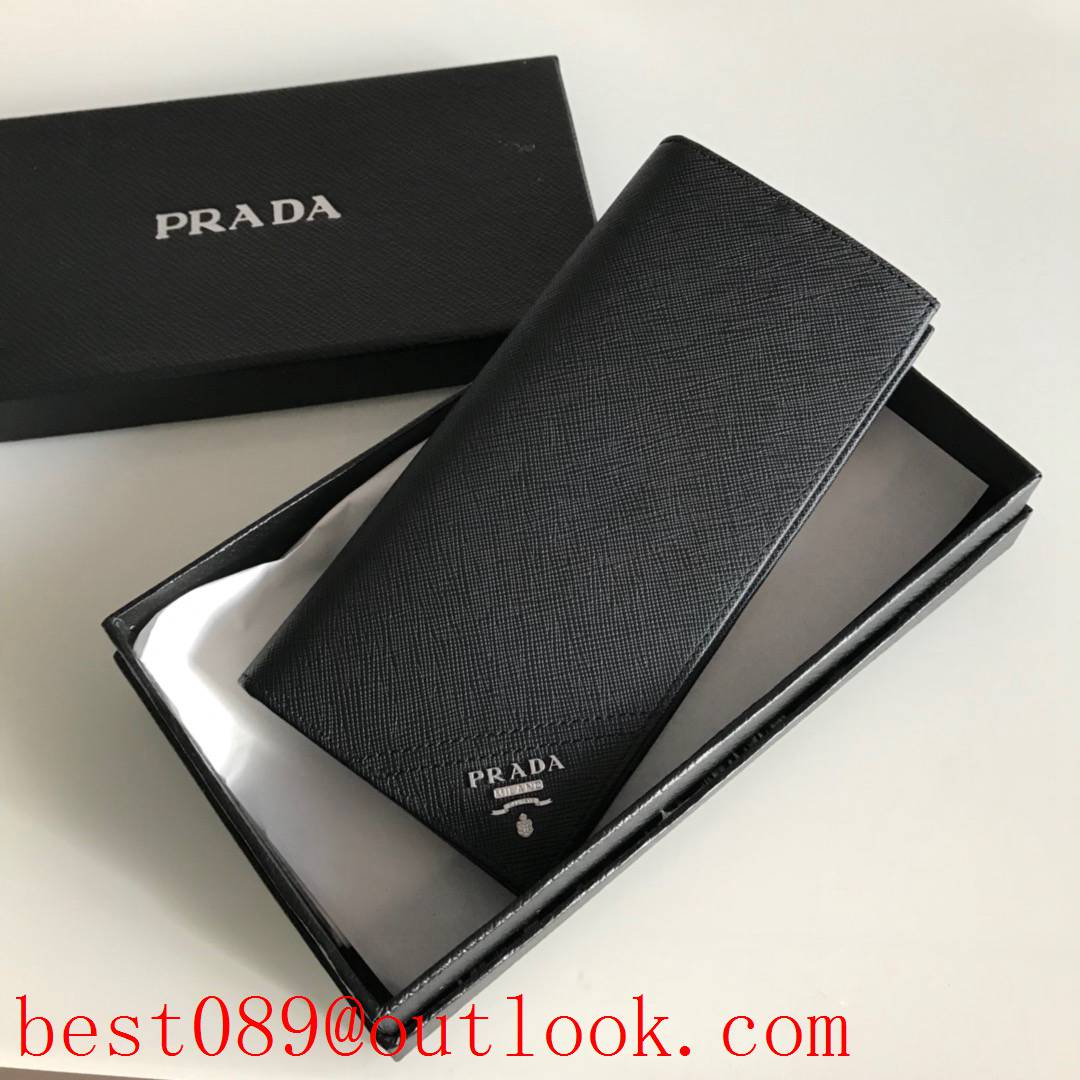 prada men long 2 fold wallet black 2M0836 3A copy
