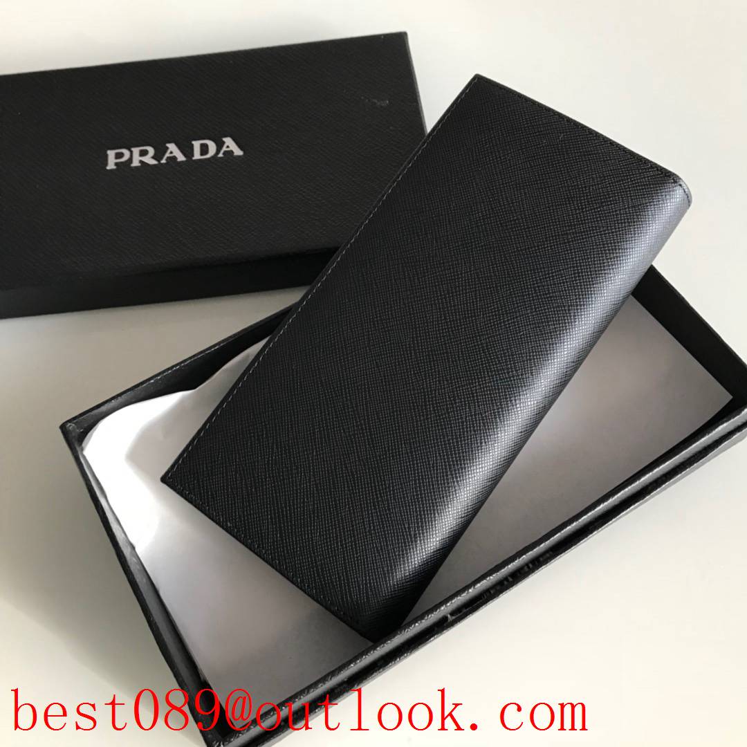 prada men long 2 fold wallet black 2M0836 3A copy