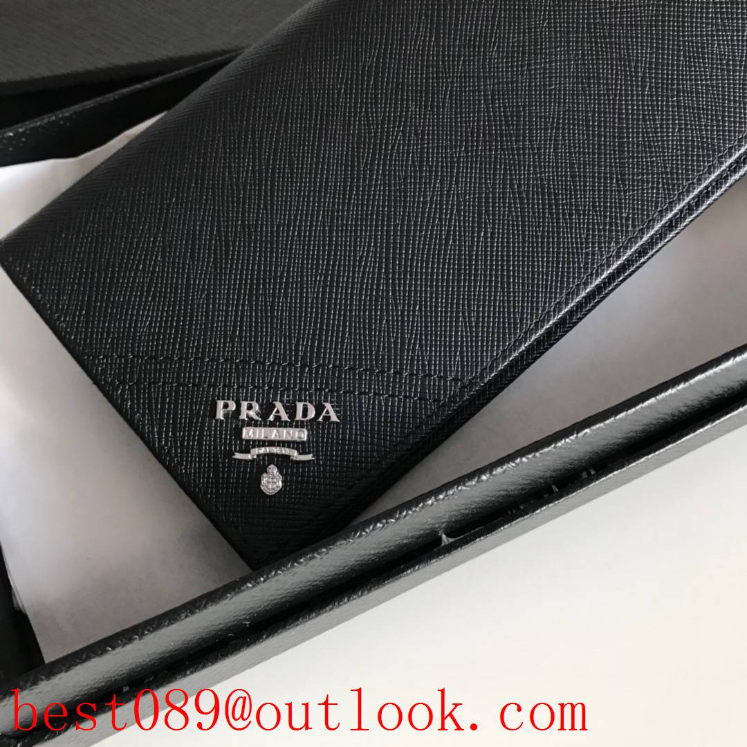 prada men long 2 fold wallet black 2M0836 3A copy