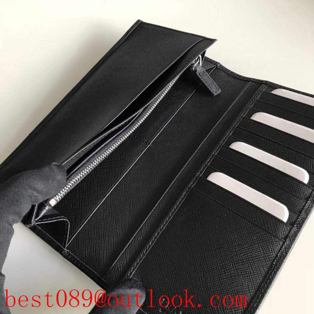 prada men long 2 fold wallet black 2M0836 3A copy