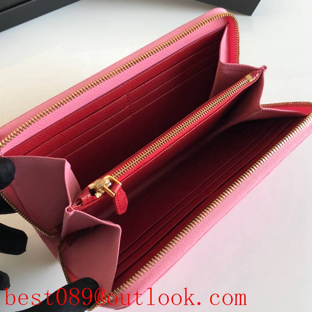 prada pink long zipper wallet 1ML506 3A copy