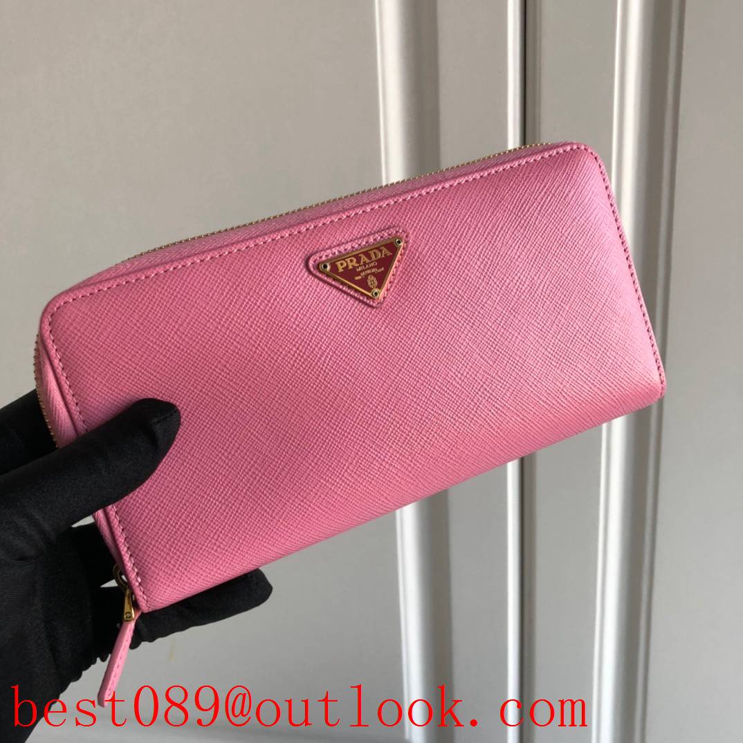 prada pink long zipper wallet 1ML506 3A copy
