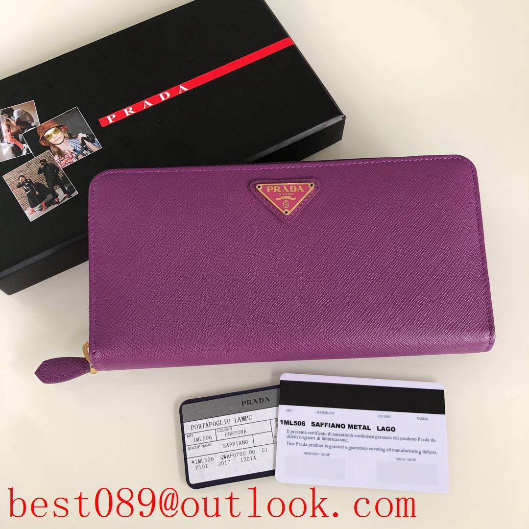 prada purple long zipper wallet 1ML506 3A copy