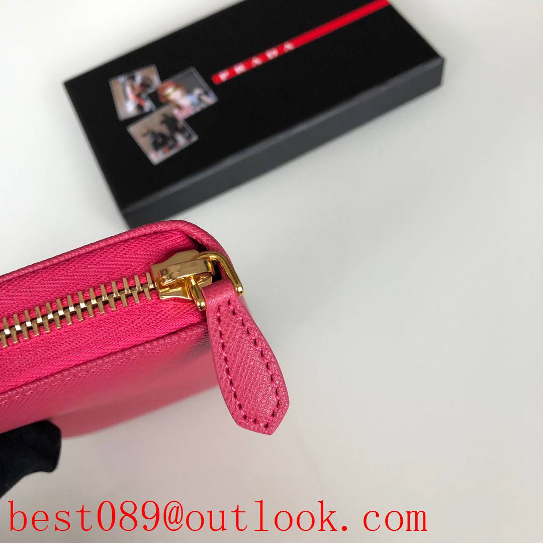 prada rose red long zipper wallet 1ML506 3A copy