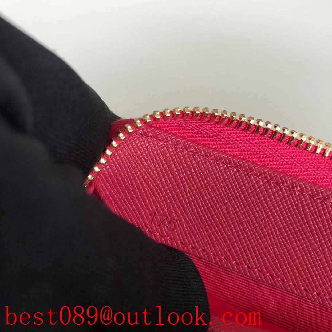 prada rose red long zipper wallet 1ML506 3A copy