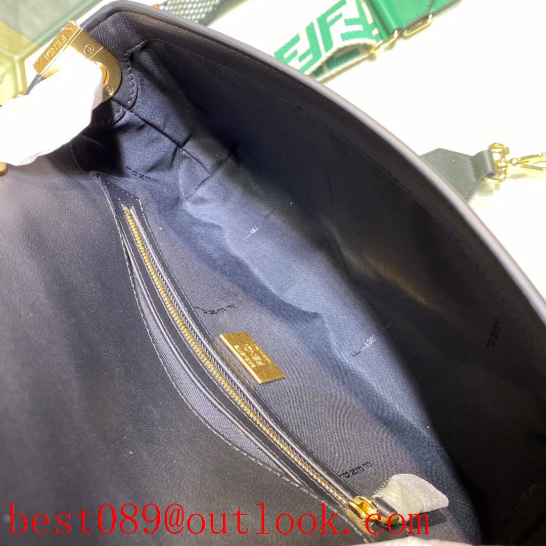 Fendi  black BAGUETTE bag sliding chain shoulder strap soft nappa leather handbag 3A copy