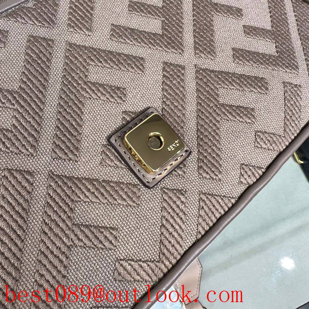 Fendi grey canvas Medium Iconic Baguette bag tonal embroidered FF motif Bag 3A copy