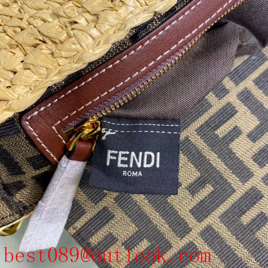 Fendi apricot Baguette Straw pure hand-woven raffia light visual sense handbag 3A copy