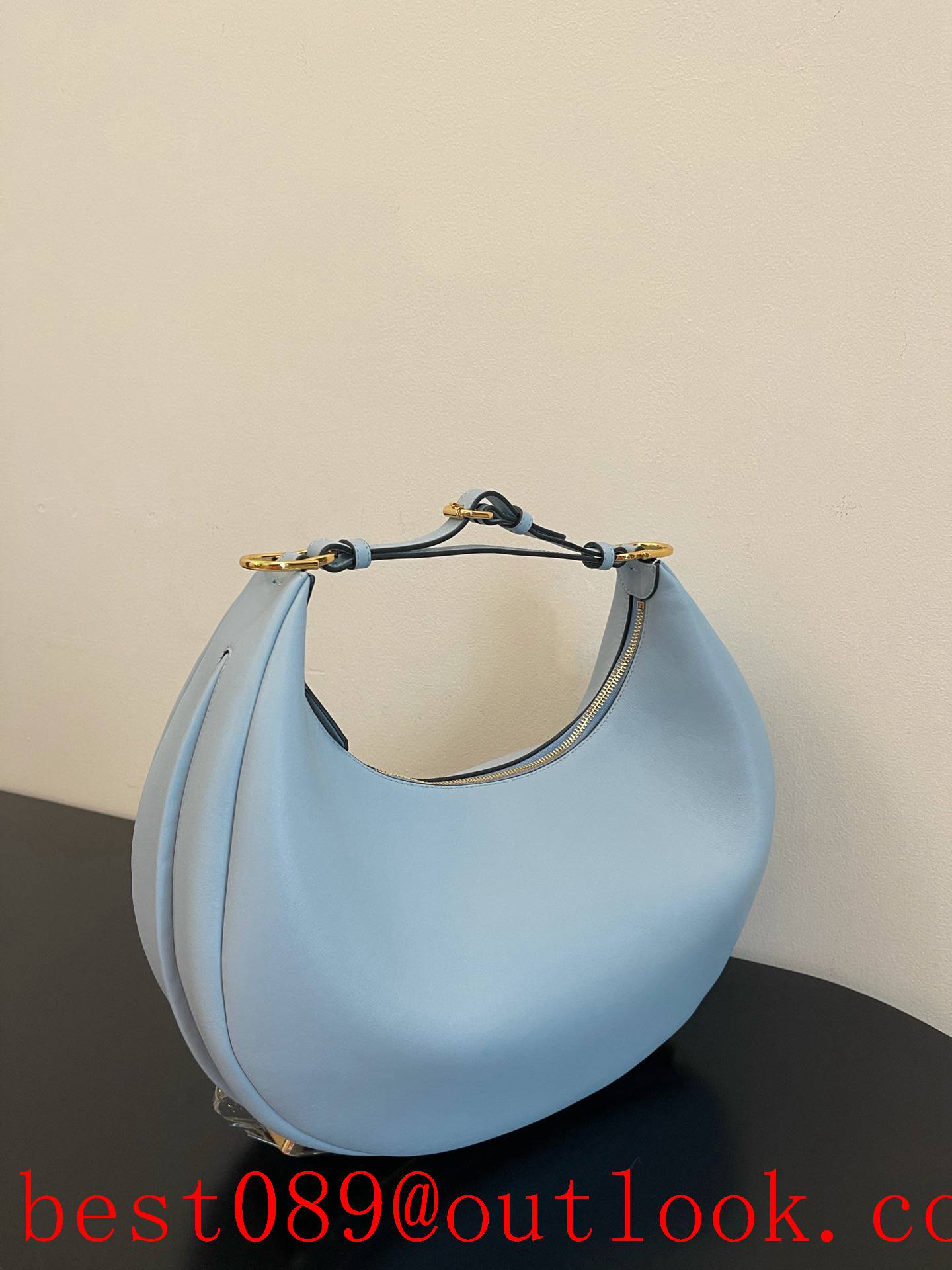 Fendi light blue moon lady bag praphy metal logo underarm big handbag 3A copy
