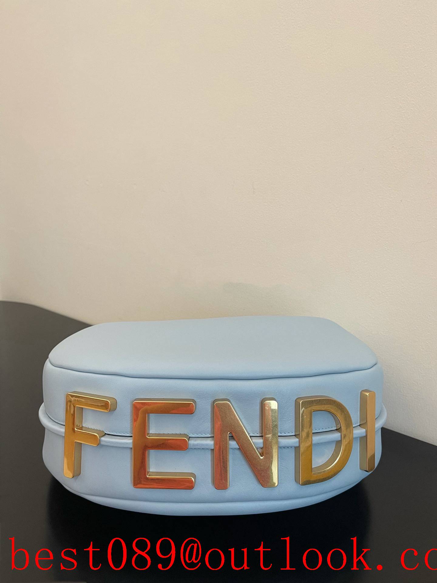 Fendi light blue moon lady bag praphy metal logo underarm big handbag 3A copy