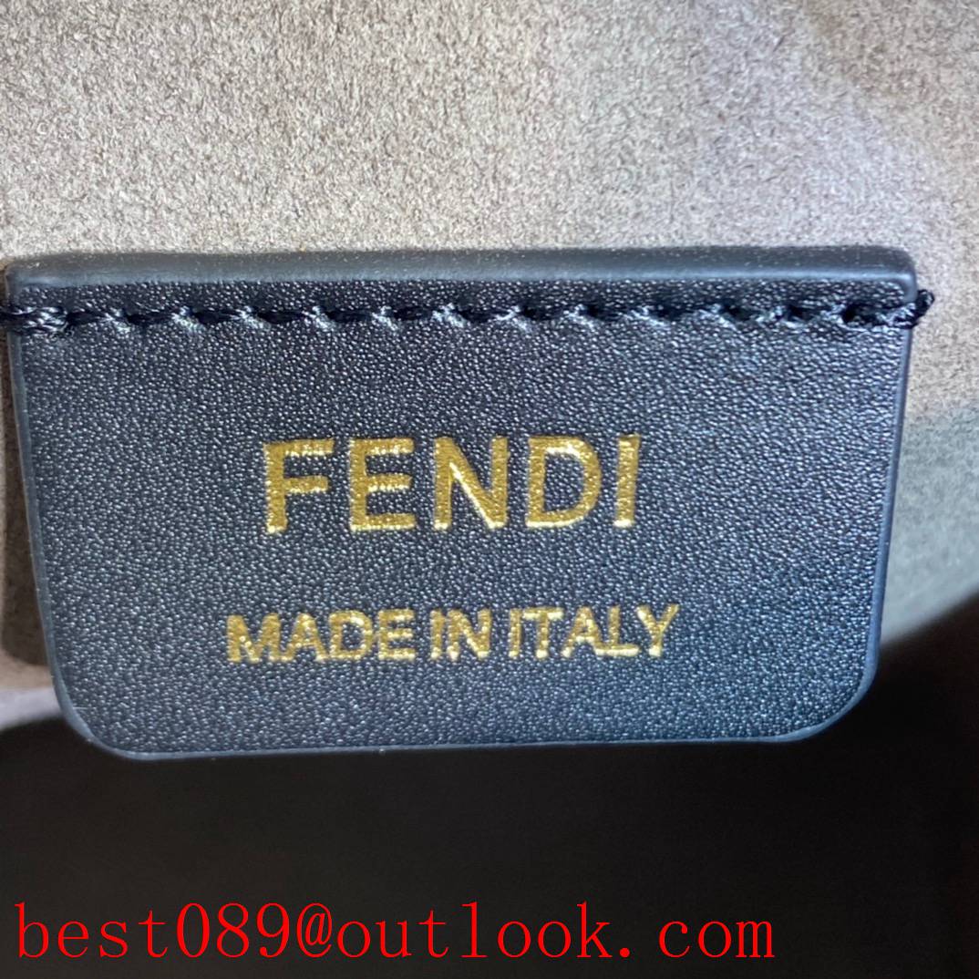 Fendi cream small print Calfskin FF LOGO Bucket Bag 3A copy