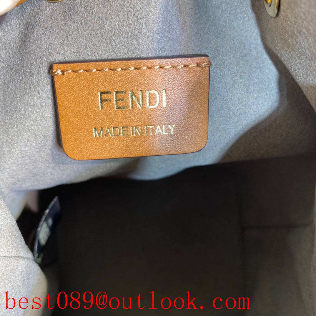 Fendi brown small print Calfskin FF LOGO Bucket Bag 3A copy