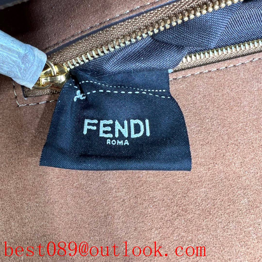 Fendi brown fluffy shearling baguette shoulder handbag 3A copy