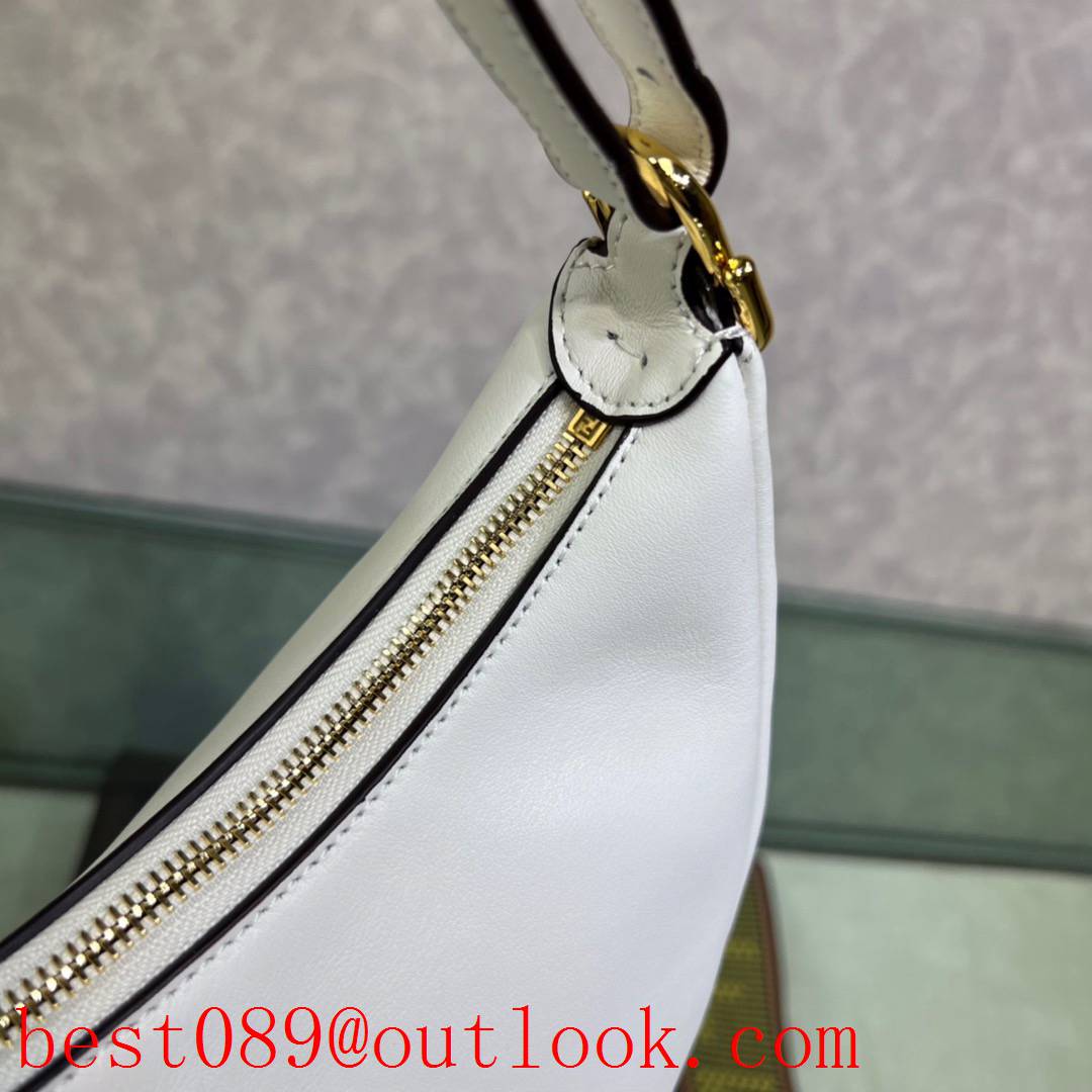 Fendi white leather medium praphy underarm bag big logo handbag 3A copy