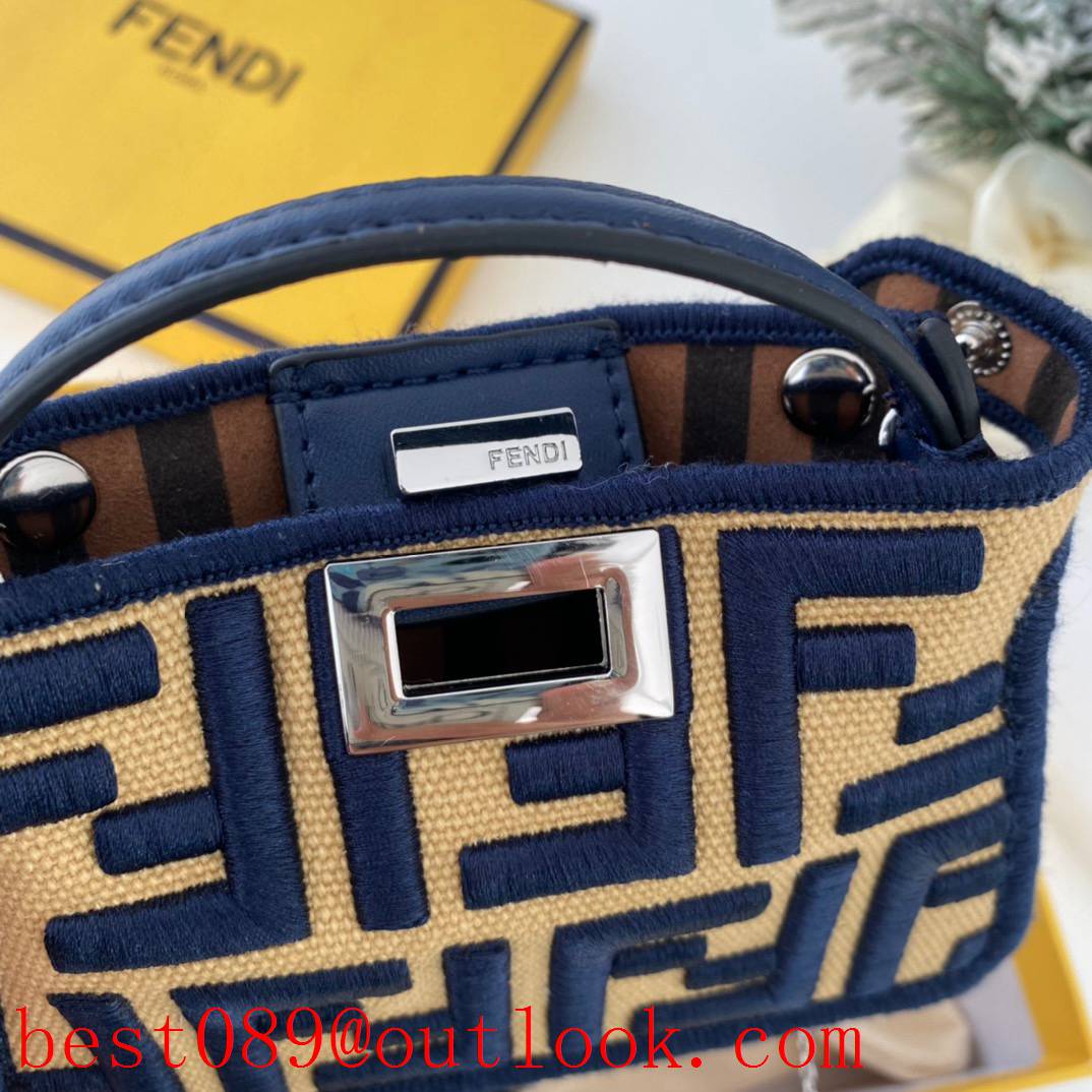 Fendi black minipeekaboo embroidered logo FF Adjustable chain tote shoulder bag 3A copy