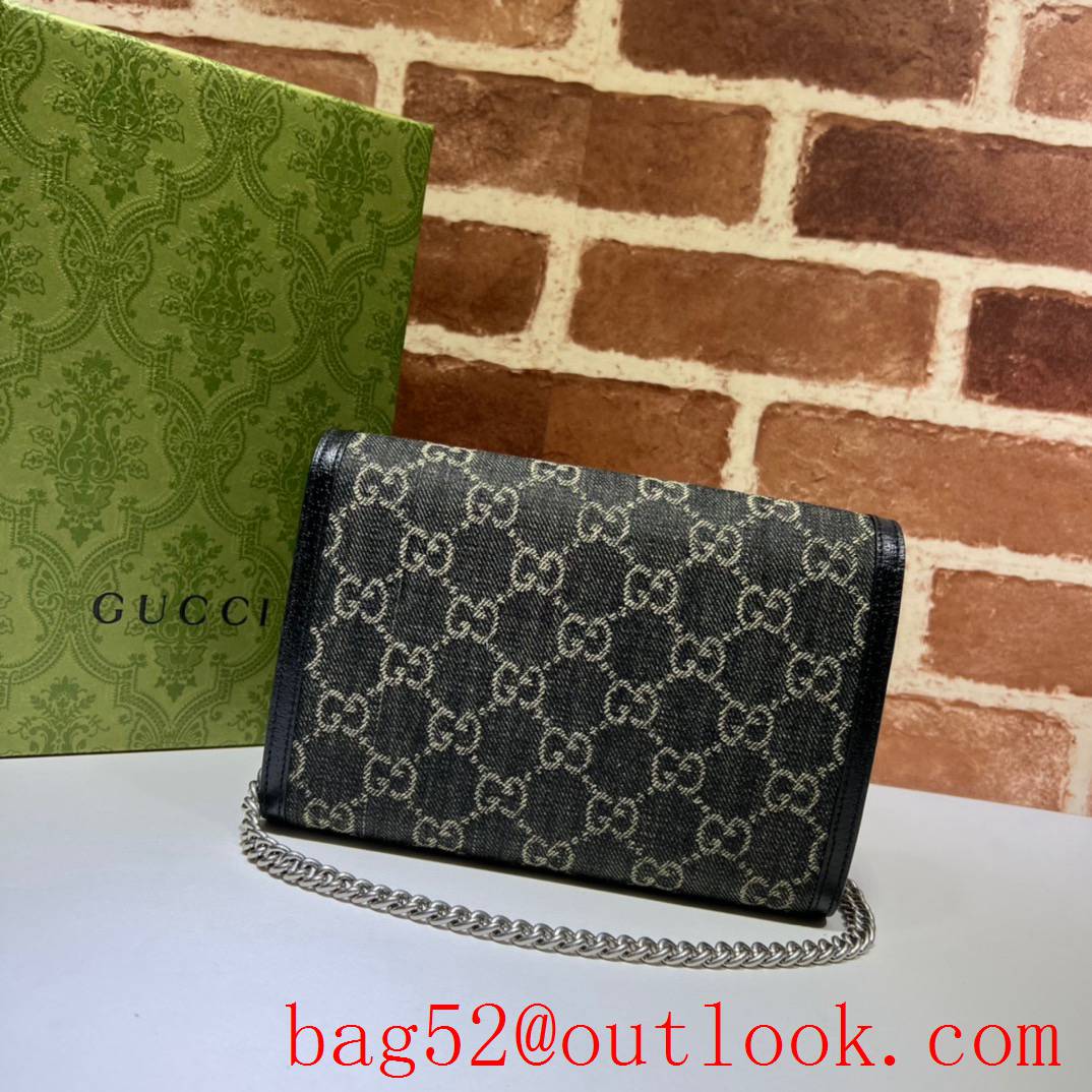 Gucci Dionysus GG chain black denim fabric women bag