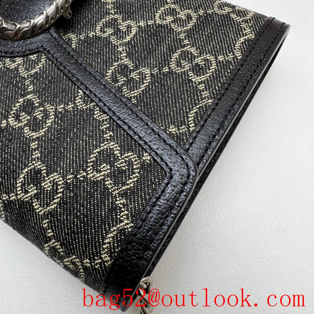 Gucci Dionysus GG chain black denim fabric women bag