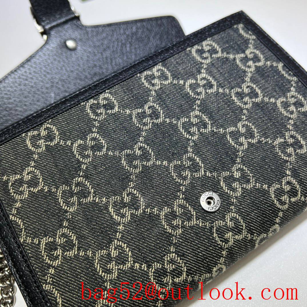 Gucci Dionysus GG chain black denim fabric women bag