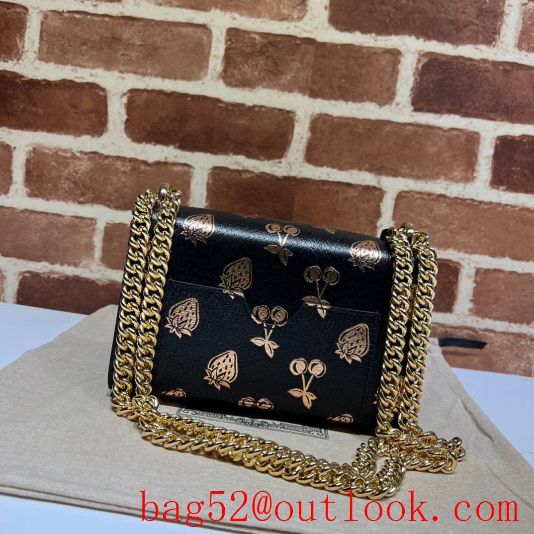 Gucci black Padlock berry print small shoulder chain bag